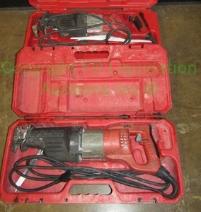 lot 308 image: Milwaukee sawzall reciprocating saws in carry case, 2 total