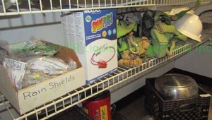 lot 293 image: Assorted personal safety gear including hard hats, ear plugs, face shield plus