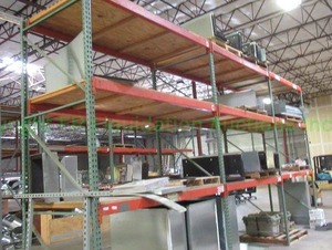 lot 168 image: Pallet rack three sections, 24ft. Contents not included