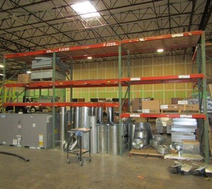 lot 179 image: Pallet rack three sections, 24ft. Contents not included