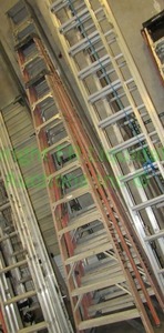 lot 262 image: 14ft plus folding ladders, 3 total. Bid is times the quantity