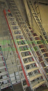 lot 260 image: 15ft plus folding  ladders, 3 total. Bid is times the quantity