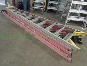 lot 257 image: 10ft folding  ladders, 3 total. Bid is times the quantity