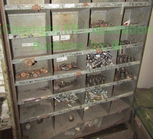 lot 235 image: Contents of metal cubby storage unit