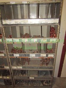 lot 231 image: Contents only of cubby shelves including copper fittings