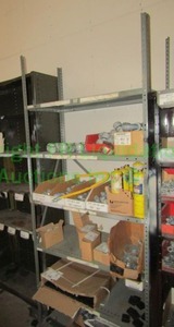 lot 225 image: Metal shelving unit, contents not included. 87 x 36 x 18