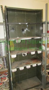 lot 223 image: Metal shelving unit. 84 x 35 x 12