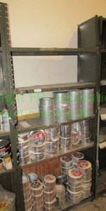 lot 219 image: Metal shelving unit, contents not included. 84 x 36 x 12