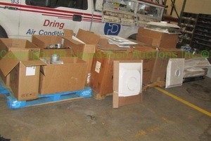 lot 411 image: Assorted HVAC vent covers, diffusers, roof caps and more as shown. Generous quantity