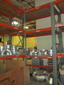 lot 365 image: Pallet rack one section, 8ft. Contents not included