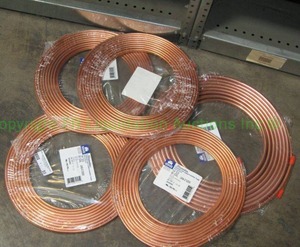lot 51 image: Mueller Industries Streamline copper AC tubing 14 O.D. 50ft coils. New. Bidding is times the quantity