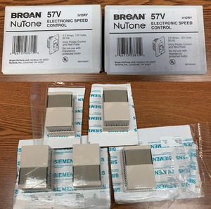 lot 417 image: Siemens TH19X cover assemblies and Broan 57V electronic speed controls