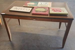 lot 10 image: Wooden desk with small drawer in stylecolorcondition shown. You are bidding on the desk only