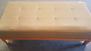 lot 11 image: Rectangular leather style ottoman  coffee table in stylecolorcondition shown.