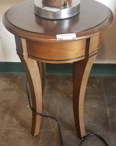 lot 22 image: Small size round top wooden end table in stylecolorcondition shown.