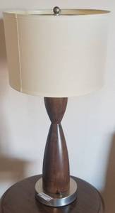 lot 23 image: Wood table lamp in stylecolorcondition shown.