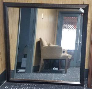 lot 61 image: Large squared framed mirror in stylecolorcondition as shown.