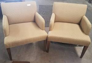 lot 92 image: 2 patterned chairs in stylecolorcondition shown. You are bidding by the piece