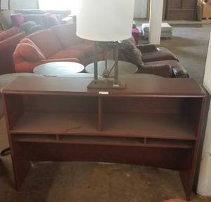 lot 97 image: Wooden hutch and table top lamp in stylecolorcondition shown.