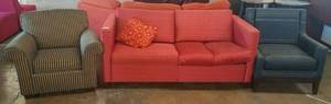 lot 100 image: Love seat and 2 chairs in stylescolorscondition shown. You are bidding by the piece