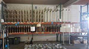 lot 120 image: 3-section pallet rack in solid condition as shown. Buyer is responsible for proper breakdown. Contents not included PLEASE NOTE DELAYED PICK UP ON THIS ITEM BETWEEN 400 - 600 PM
