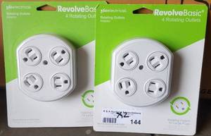 lot 144 image: 2 new rotating outlets adapter in packages as shown. You are bidding by the piece
