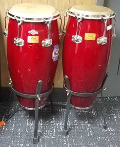lot 150 image: Vintage 1989 20th Anniversary edition Pearl professional percussion Conga set in great condition as shown. See pictures You are bidding by the piece