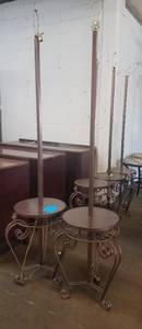 lot 360 image: Texas Star wrought iron base side table with lamp in stylecolor shown. Condition varies. Please Note These items will be distributed on a First come - First served basis.