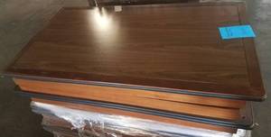lot 205 image: Desk with drawer in medium finish in stylecolor shown. Condition varies. Please Note These items will be distributed on a First come - First served basis. You are bidding by the piece