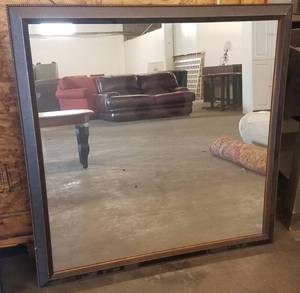 lot 322 image: Large squared framed mirror in stylecolor shown. Condition varies. Please Note These items will be distributed on a First come - First served basis. You are bidding by the piece