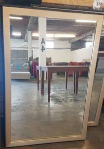 lot 357 image: Large rectangular framed mirror in stylecolor shown. Condition varies. Please Note These items will be distributed on a First come - First served basis. You are bidding by the piece