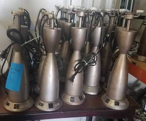 lot 494 image: Silver table lamps in stylecolorcondition shown. Condition varies. Please Note These will be distributed on a First come - First served basis. You are bidding by the piece