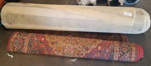 lot 491 image: Large carpet roll (new) and area rug in stylecolorcondition shown. You are bidding by the piece
