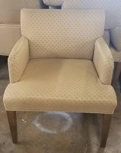 lot 497 image: Cushioned upholstered chairs in style shown. Condition varies. Please Note These will be distributed on a First come - First served basis. You are bidding by the piece