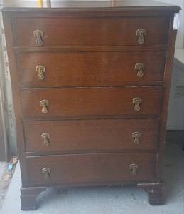 lot 1 image: Antique 5-drawer wood chest in stylecolorcondition shown. Check it out
