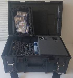 lot 11 image: Collectible Warhammer modelsfigures and more in Citadel storage case as shown.