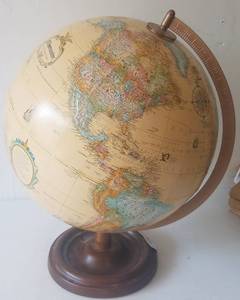 lot 21 image: Vintage Replogle globemaster 12 inch diameter globe G-610 with raised topographical relief in great condition as shown.