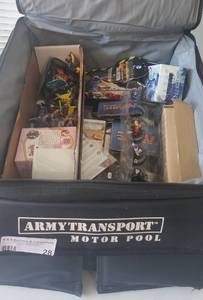lot 28 image: Warhammer collectibles and more in storage bag as shown.