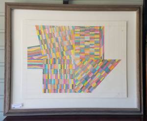 lot 91 image: Framed color pencil drawing as shown.