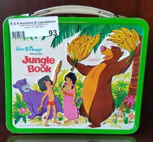 lot 93 image: Vintage Jungle Book lunch box as shown.