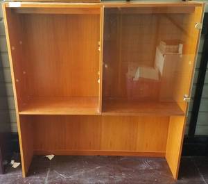 lot 98 image: Wooden hutch with glass door in stylecolorcondition shown. Missing second glass door.