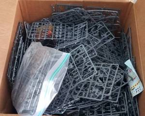 lot 118 image: Large box full of Warhammer bits as shown. Generous quantity.