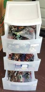 lot 125 image: 3-drawer plastic storage container with large amount of Star Wars figures as shown. Check these out