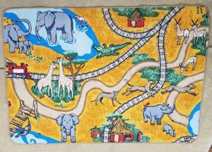lot 150 image: Childrens room rug with animal themed design as shown.
