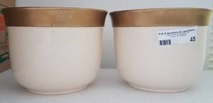 lot 45 image: 2 New England pottery planters in stylecolorcondition shown. Made in Portugal. You are bidding by the piece