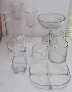 lot 60 image: Lot of glass dishes, glasses as shown.