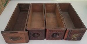 lot 62 image: 4 Vintage sewing machine cabinet drawers as shown.