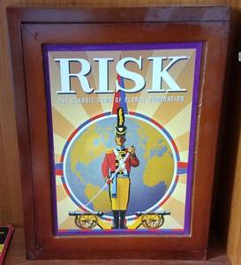 lot 167 image: RISK game in wooden box as shown.
