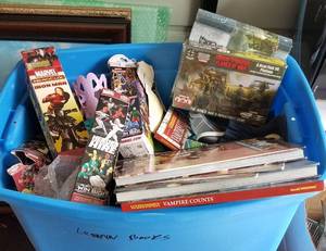 lot 172 image: Lot of gaming toys, books and more as shown.