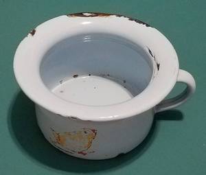 lot 193 image: Vintage 1950s painted Czech enameled potty chamber in stylecolorcondition shown.